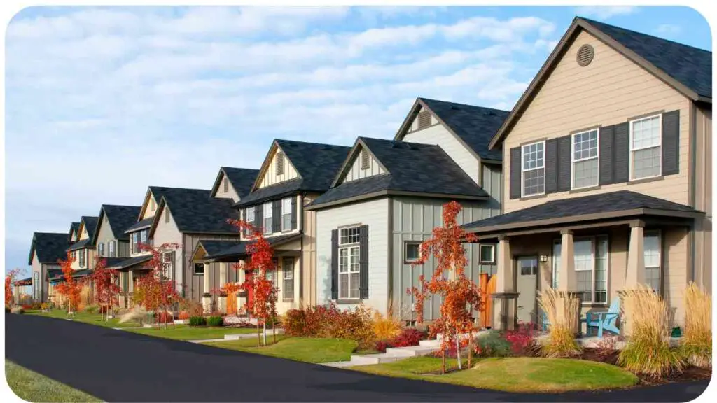 a row of houses on a residential street