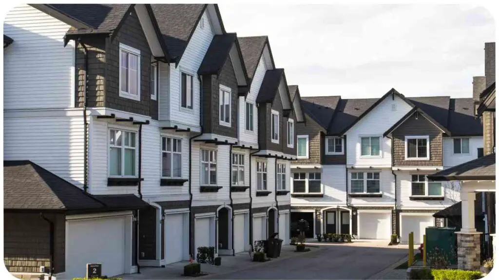 a row of townhouses in a residential neighborhood