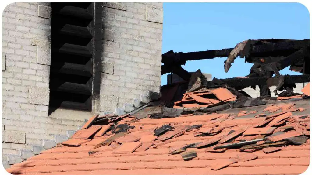 the roof of a church has been damaged by fire