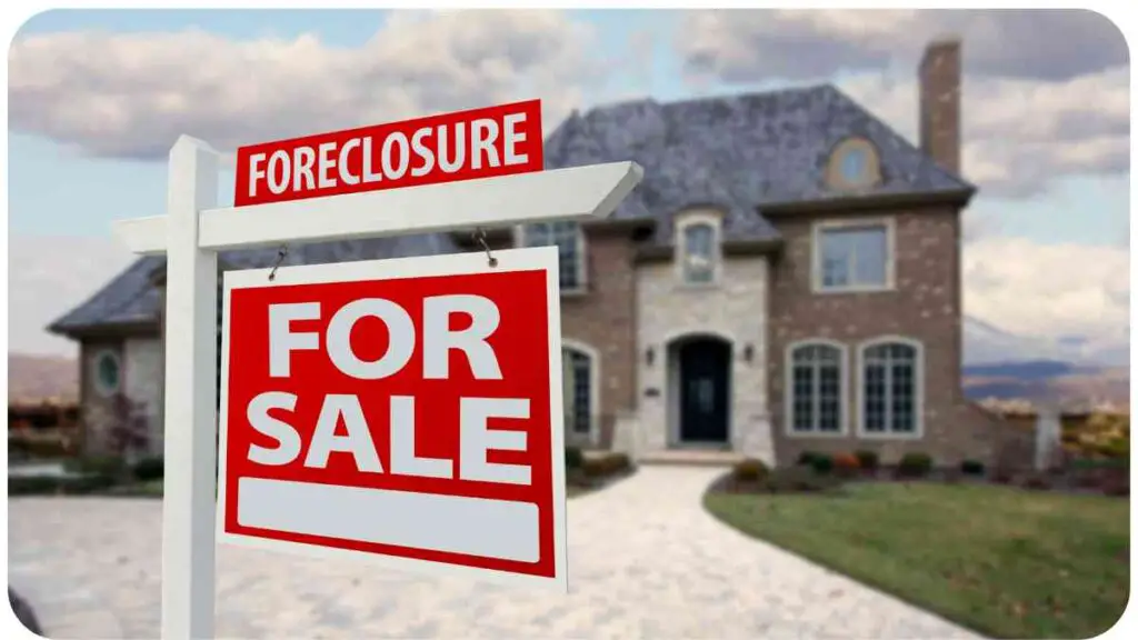 a foreclosure sale sign in front of a house