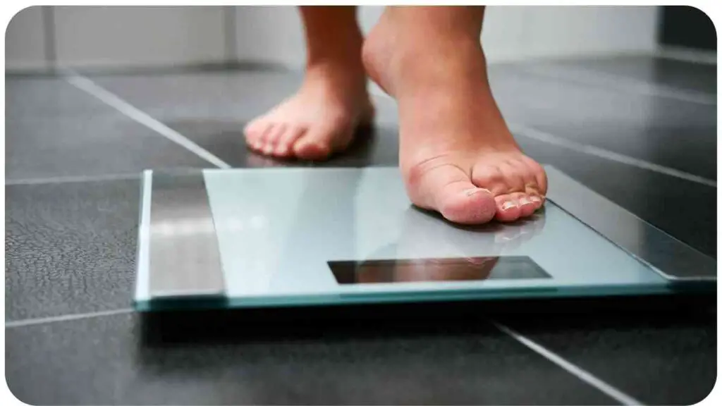 a person standing on a bathroom scale